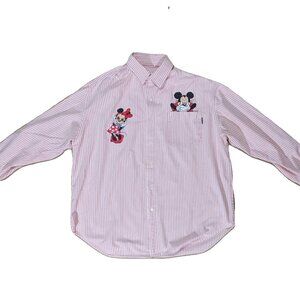 Too Cute Vintage Mickey & Minnie Candy Striped Shirt Size XL Preowned